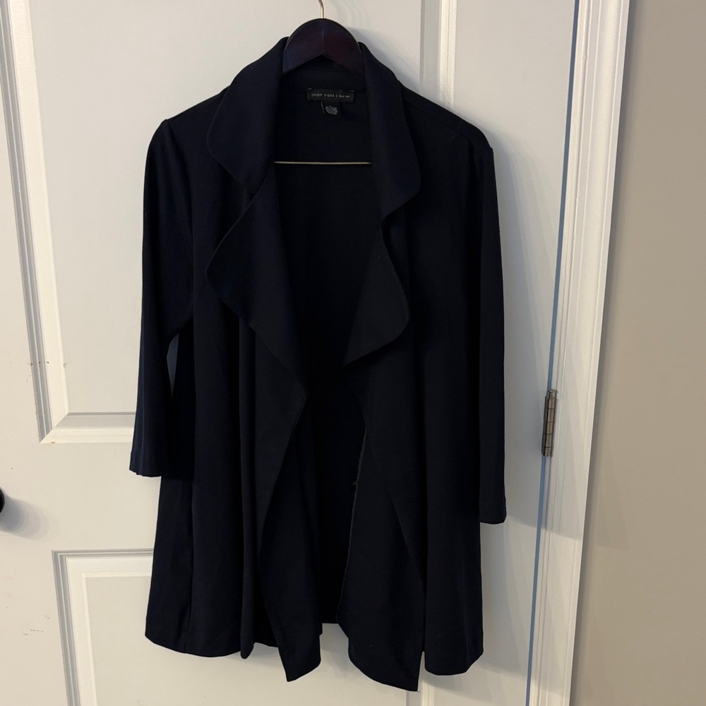 Navy Draped Open Front Cardigan